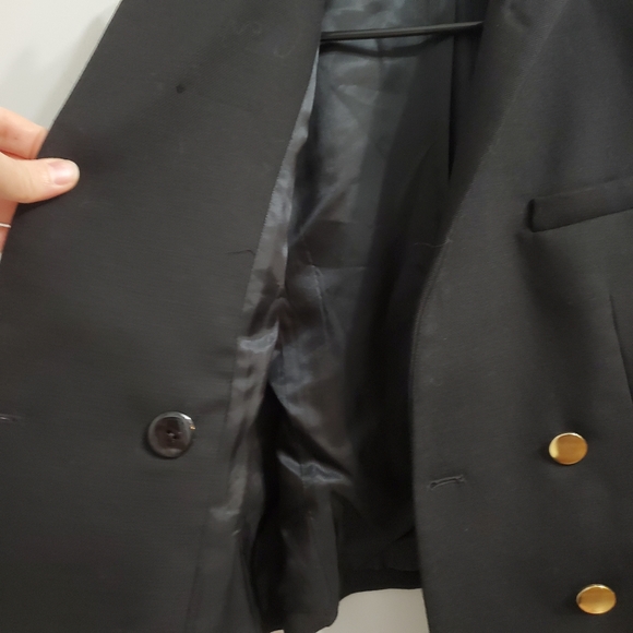 ZARA BASIC Black Crop Blazer with Gold Buttons - Picture 5 of 8